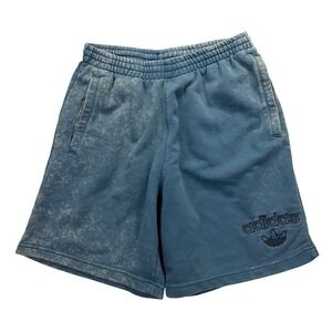 Adidas Originals Mens Blue Acid Wash Trefoil Sweat Shorts Relaxed Fit Size M
